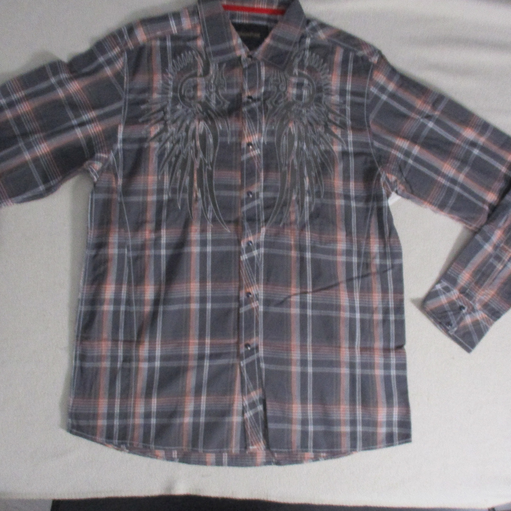 Ring of Fire Men Shirt M Beige Long Sleeves
